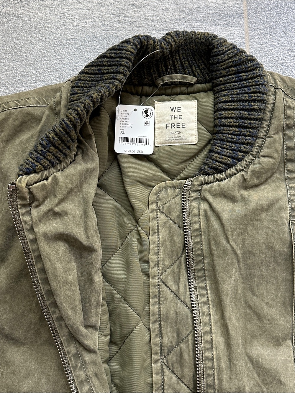 NWT Free People Women's XL Olive Jax Bomber Oversized Jacket Two‑Way Zip Pockets - Picture 5 of 14